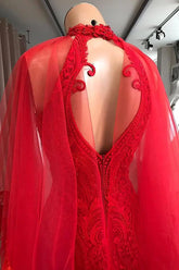 BMbride Evening Dresses Long Red Lace Cocktail Dress BMbride